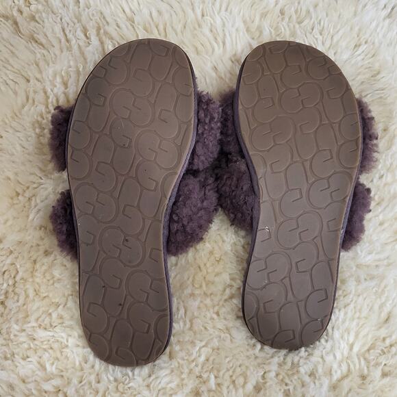 UGG Women's Maxi Curly Shearling Scuffetta Chocolate brown size 9 - Picture 3 of 5